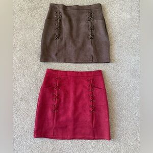 Brown and Red Lace-Up Skirts